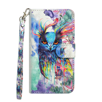 3D Painting Pattern Horizontal Flip TPU + PU Leather Case with Holder & Card Slots & Wallet For iPhone XS / X(Watercolor Owl)-garmade.com