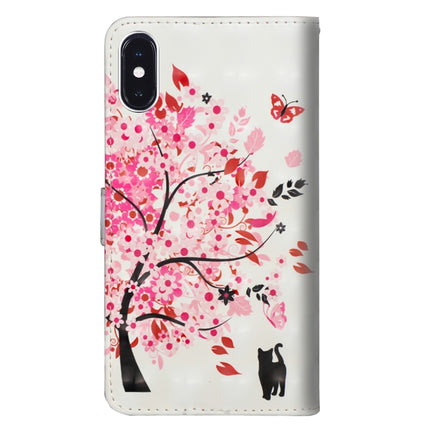 3D Painting Pattern Horizontal Flip TPU + PU Leather Case with Holder & Card Slots & Wallet For iPhone XS / X(Tree Cat)-garmade.com