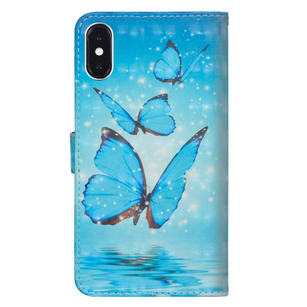 3D Painting Pattern Horizontal Flip TPU + PU Leather Case with Holder & Card Slots & Wallet For iPhone XS / X(Three Butterfly)-garmade.com