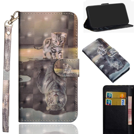 3D Painting Pattern Horizontal Flip TPU + PU Leather Case with Holder & Card Slots & Wallet For iPhone XS Max(Cat Tiger)-garmade.com