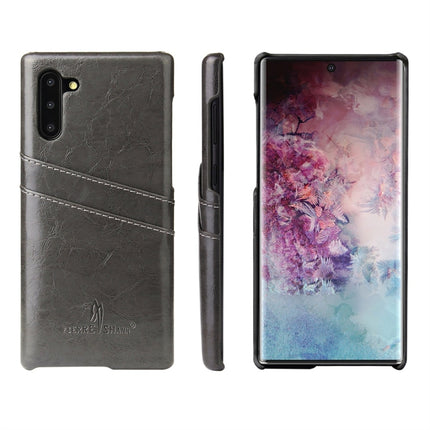 Fierre Shann Retro Oil Wax Texture PU Leather Case with Card Slots for Galaxy Note 10(Black)-garmade.com