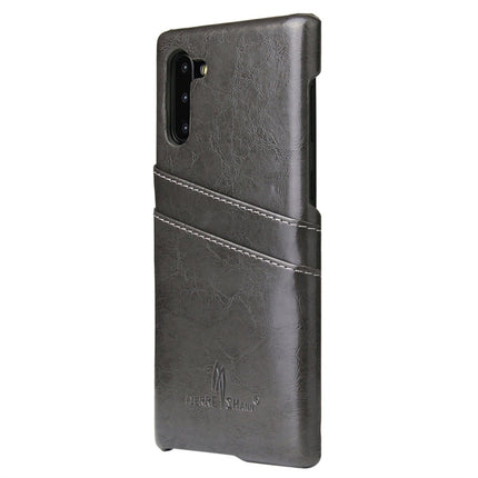 Fierre Shann Retro Oil Wax Texture PU Leather Case with Card Slots for Galaxy Note 10(Black)-garmade.com