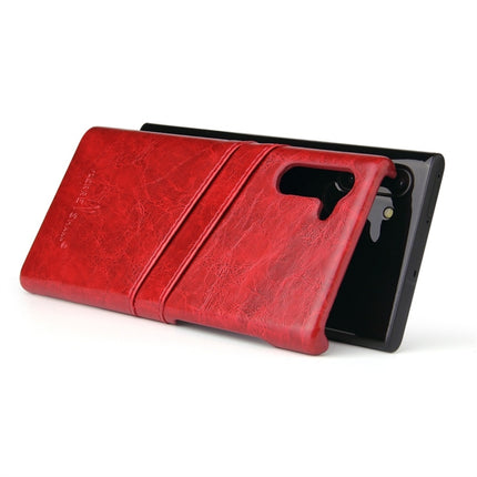Fierre Shann Retro Oil Wax Texture PU Leather Case with Card Slots for Galaxy Note 10(Red)-garmade.com