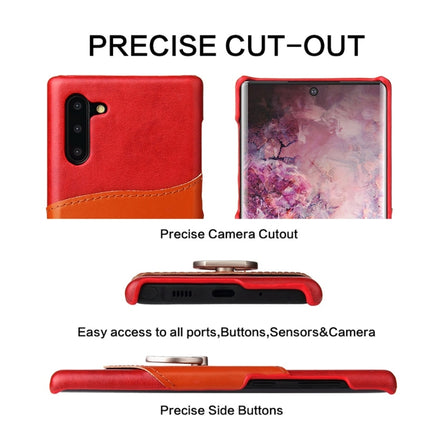 Fierre Shann Oil Wax Texture Genuine Leather Back Cover Case with 360 Degree Rotation Holder & Card Slot for Galaxy Note 10(Red)-garmade.com