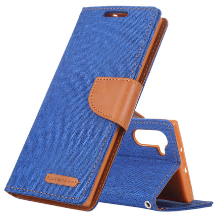 GOOSPERY CANVAS DIARY Horizontal Flip PU Leather Case with Card Slots & Wallet & Holder for Galaxy Note 10(Blue)-garmade.com