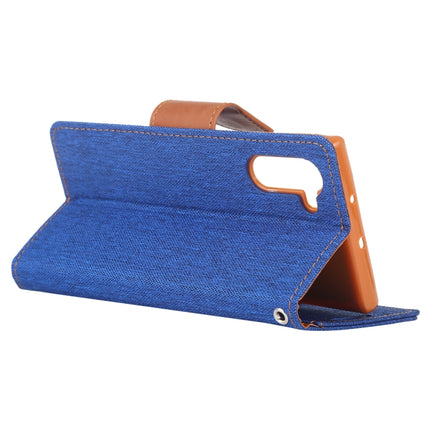 GOOSPERY CANVAS DIARY Horizontal Flip PU Leather Case with Card Slots & Wallet & Holder for Galaxy Note 10(Blue)-garmade.com