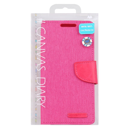 GOOSPERY CANVAS DIARY Horizontal Flip PU Leather Case with Card Slots & Wallet & Holder for Galaxy Note 10(Pink)-garmade.com