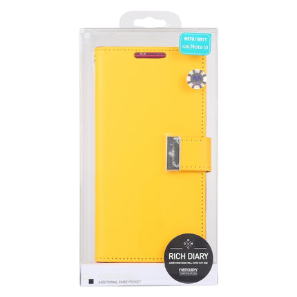 GOOSPERY RICH DIARY PU + TPU Crazy Horse Texture Horizontal Flip Leather Case with Card Slots & Wallet for Galaxy Note 10(Yellow)-garmade.com