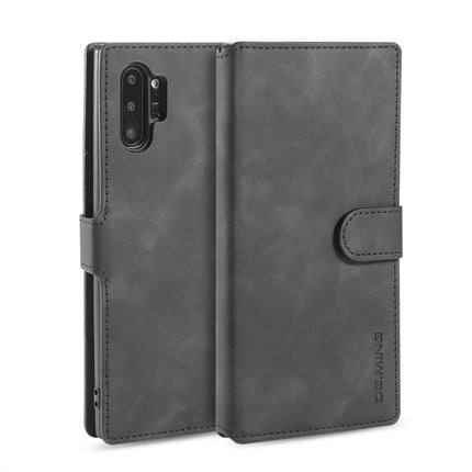 DG.MING Retro Oil Side Horizontal Flip Case with Holder & Card Slots & Wallet for Galaxy Note 10(Black)-garmade.com