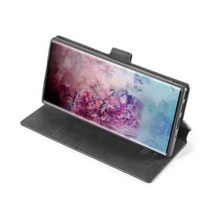 DG.MING Retro Oil Side Horizontal Flip Case with Holder & Card Slots & Wallet for Galaxy Note 10(Black)-garmade.com