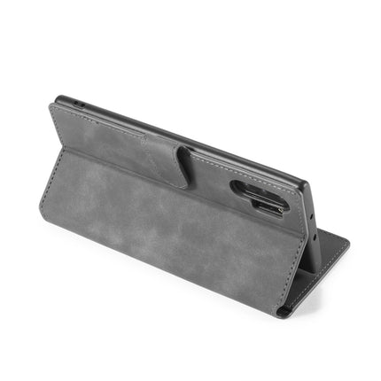 DG.MING Retro Oil Side Horizontal Flip Case with Holder & Card Slots & Wallet for Galaxy Note 10(Grey)-garmade.com