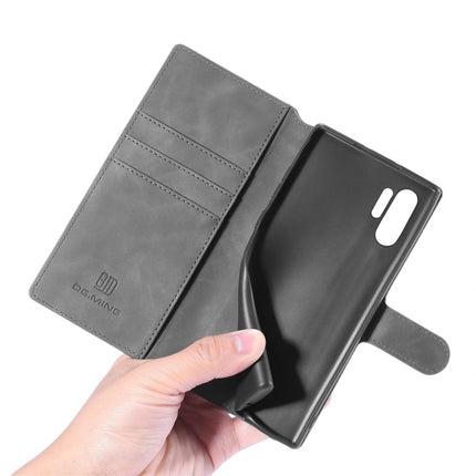 DG.MING Retro Oil Side Horizontal Flip Case with Holder & Card Slots & Wallet for Galaxy Note 10(Grey)-garmade.com