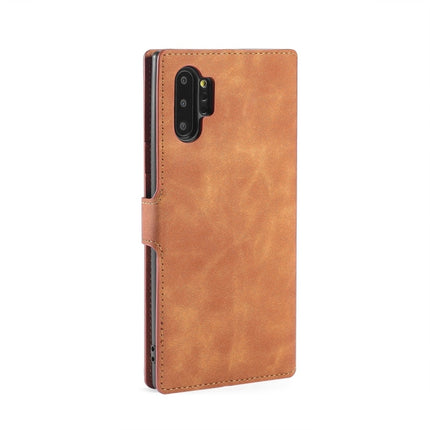 DG.MING Retro Oil Side Horizontal Flip Case with Holder & Card Slots & Wallet for Galaxy Note 10(Brown)-garmade.com