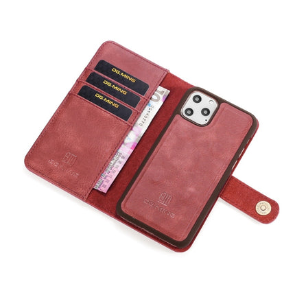 DG.MING Crazy Horse Texture Flip Detachable Magnetic Leather Case with Holder & Card Slots & Wallet for iPhone 11 Pro Max(Red)-garmade.com