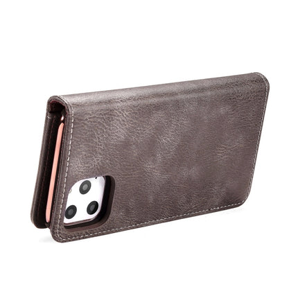 DG.MING Crazy Horse Texture Flip Detachable Magnetic Leather Case with Holder & Card Slots & Wallet for iPhone 11 Pro Max(Grey)-garmade.com