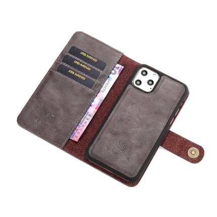 DG.MING Crazy Horse Texture Flip Detachable Magnetic Leather Case with Holder & Card Slots & Wallet for iPhone 11 Pro Max(Grey)-garmade.com
