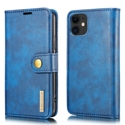 DG.MING Crazy Horse Texture Flip Detachable Magnetic Leather Case with Holder & Card Slots & Wallet For iPhone 11 (Blue)-garmade.com