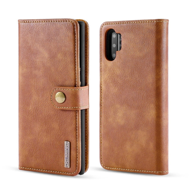 DG.MING Crazy Horse Texture Flip Detachable Magnetic Leather Case with Holder & Card Slots & Wallet for Samsung Galaxy Note 10(Brown)-garmade.com