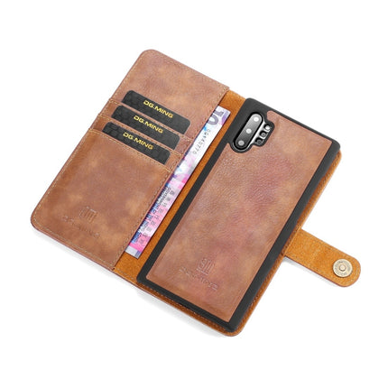 DG.MING Crazy Horse Texture Flip Detachable Magnetic Leather Case with Holder & Card Slots & Wallet for Samsung Galaxy Note 10(Brown)-garmade.com
