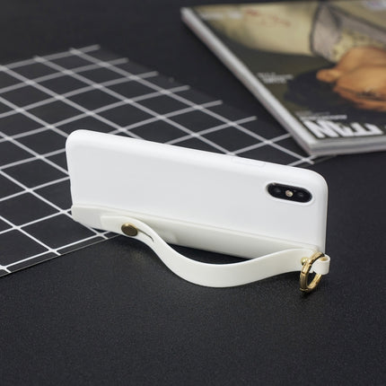 Shockproof Solid Color TPU Case with Wristband For iPhone XS Max(White)-garmade.com