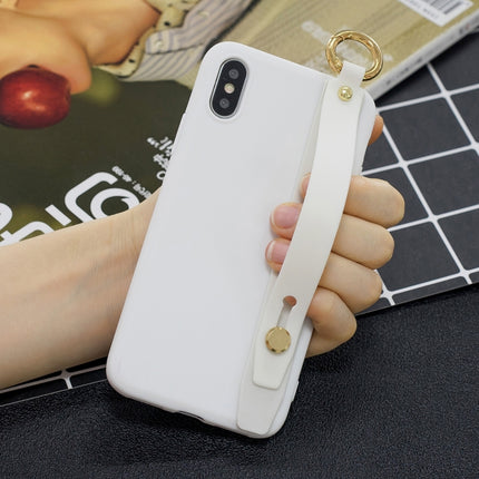 Shockproof Solid Color TPU Case with Wristband For iPhone XS Max(White)-garmade.com