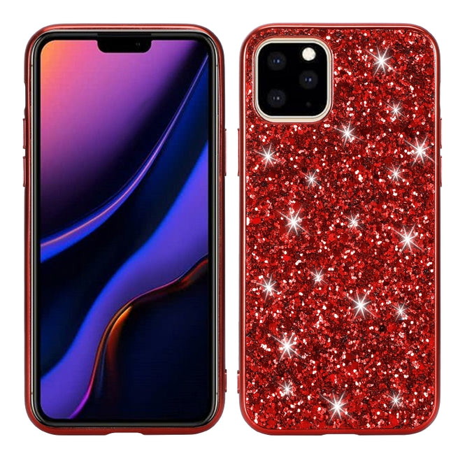 Glitter Powder Shockproof TPU Protective Case for iPhone 11(Red)-garmade.com