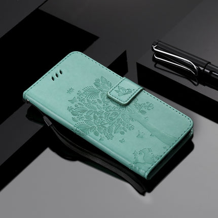 Tree & Cat Pattern Pressed Printing Horizontal Flip PU Leather Case with Holder & Card Slots & Wallet & Lanyard For iPhone 11 Pro(Green)-garmade.com