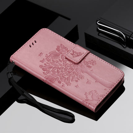 Tree & Cat Pattern Pressed Printing Horizontal Flip PU Leather Case with Holder & Card Slots & Wallet & Lanyard For iPhone 11 Pro(Pink)-garmade.com