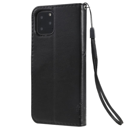Tree & Cat Pattern Pressed Printing Horizontal Flip PU Leather Case with Holder & Card Slots & Wallet & Lanyard For iPhone 11 Pro(Black)-garmade.com