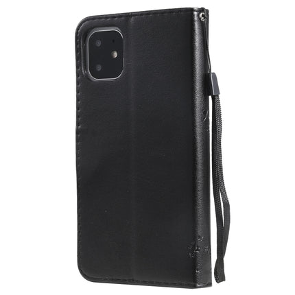 Tree & Cat Pattern Pressed Printing Horizontal Flip PU Leather Case with Holder & Card Slots & Wallet & Lanyard For iPhone 11(Black)-garmade.com
