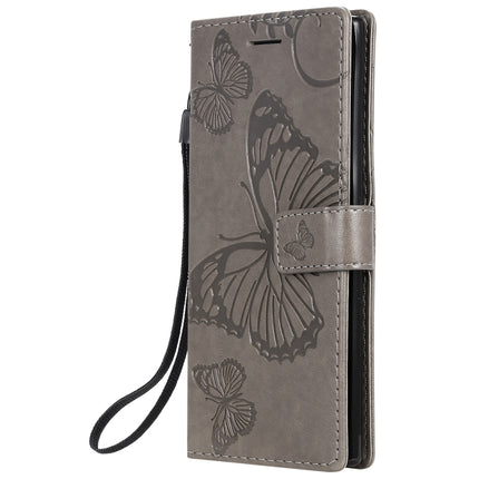 Pressed Printing Butterfly Pattern Horizontal Flip PU Leather Case with Holder & Card Slots & Wallet & Lanyard For Galaxy Note 10(Grey)-garmade.com