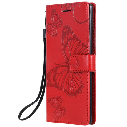 Pressed Printing Butterfly Pattern Horizontal Flip PU Leather Case with Holder & Card Slots & Wallet & Lanyard For Galaxy Note 10(Red)-garmade.com