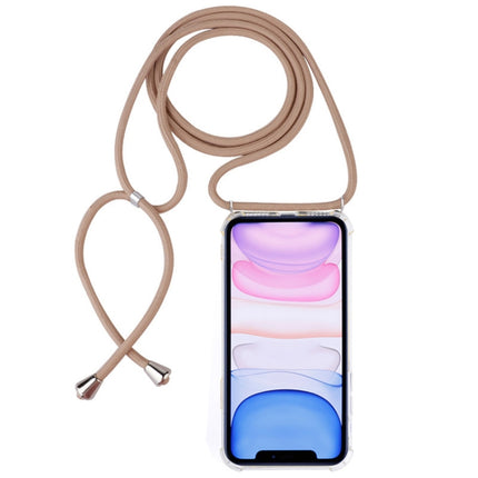 Four-Corner Anti-Fall Transparent TPU Mobile Phone Case With Lanyard for iPhone 11(Beige)-garmade.com