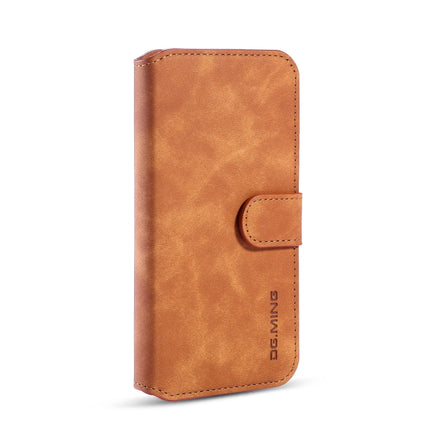 DG.MING Retro Oil Side Horizontal Flip Case with Holder & Card Slots & Wallet for iPhone 11 Pro Max(Brown)-garmade.com