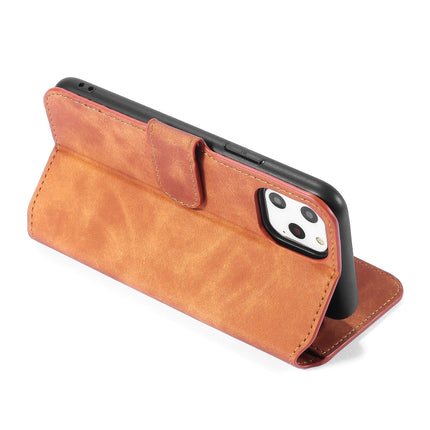 DG.MING Retro Oil Side Horizontal Flip Case with Holder & Card Slots & Wallet for iPhone 11 Pro Max(Brown)-garmade.com