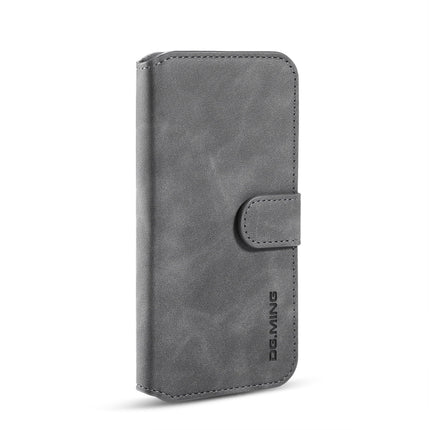 DG.MING Retro Oil Side Horizontal Flip Case with Holder & Card Slots & Wallet for iPhone 11 Pro Max(Grey)-garmade.com