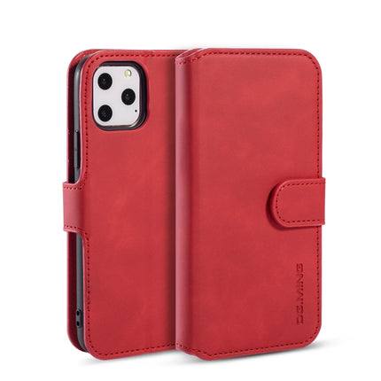 DG.MING Retro Oil Side Horizontal Flip Case with Holder & Card Slots & Wallet for iPhone 11 Pro Max(Red)-garmade.com
