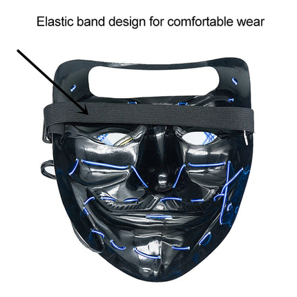 Halloween Festival Party X Face Seam Mouth Two Color LED Luminescence Mask(White Blue)-garmade.com