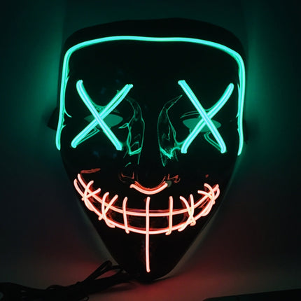 Halloween Festival Party X Face Seam Mouth Two Color LED Luminescence Mask(Green Orange)-garmade.com