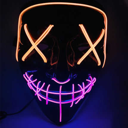 Halloween Festival Party X Face Seam Mouth Two Color LED Luminescence Mask(Orange Purple)-garmade.com