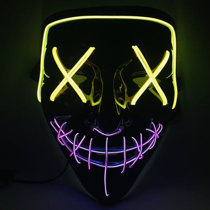 Halloween Festival Party X Face Seam Mouth Two Color LED Luminescence Mask(Yellow Purple)-garmade.com