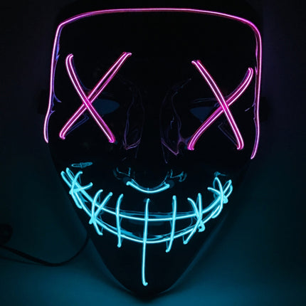 Halloween Festival Party X Face Seam Mouth Two Color LED Luminescence Mask(Purple Blue)-garmade.com