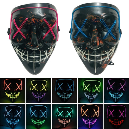 Halloween Festival Party X Face Seam Mouth Two Color LED Luminescence Mask(Purple Blue)-garmade.com