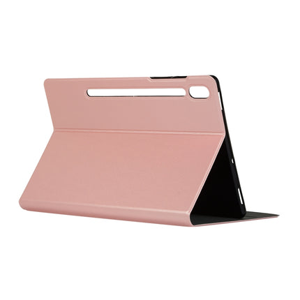 Voltage Elastic Texture Horizontal Flip Leather Case for Galaxy Tab S6 T860, with Holder(Rose Gold)-garmade.com