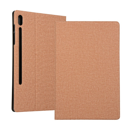 Voltage Stretch Fabric Texture Horizontal Flip Leather Case for Galaxy Tab S6 T860, with Holder(Gold)-garmade.com