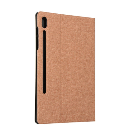 Voltage Stretch Fabric Texture Horizontal Flip Leather Case for Galaxy Tab S6 T860, with Holder(Gold)-garmade.com