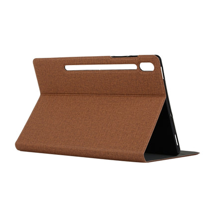 Voltage Stretch Fabric Texture Horizontal Flip Leather Case for Galaxy Tab S6 T860, with Holder(Brown)-garmade.com