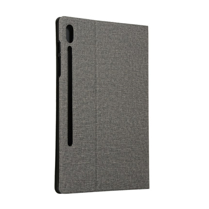 Voltage Stretch Fabric Texture Horizontal Flip Leather Case for Galaxy Tab S6 T860, with Holder(Grey)-garmade.com