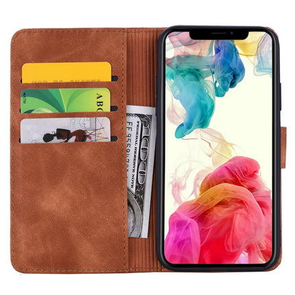 Calf Pattern Double Folding Design Embossed Leather Case with Wallet & Holder & Card Slots for iPhone XS / X(Brown)-garmade.com