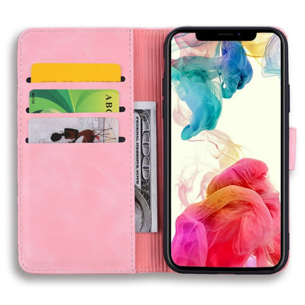 Calf Pattern Double Folding Design Embossed Leather Case with Wallet & Holder & Card Slots for iPhone XS / X(Pink)-garmade.com